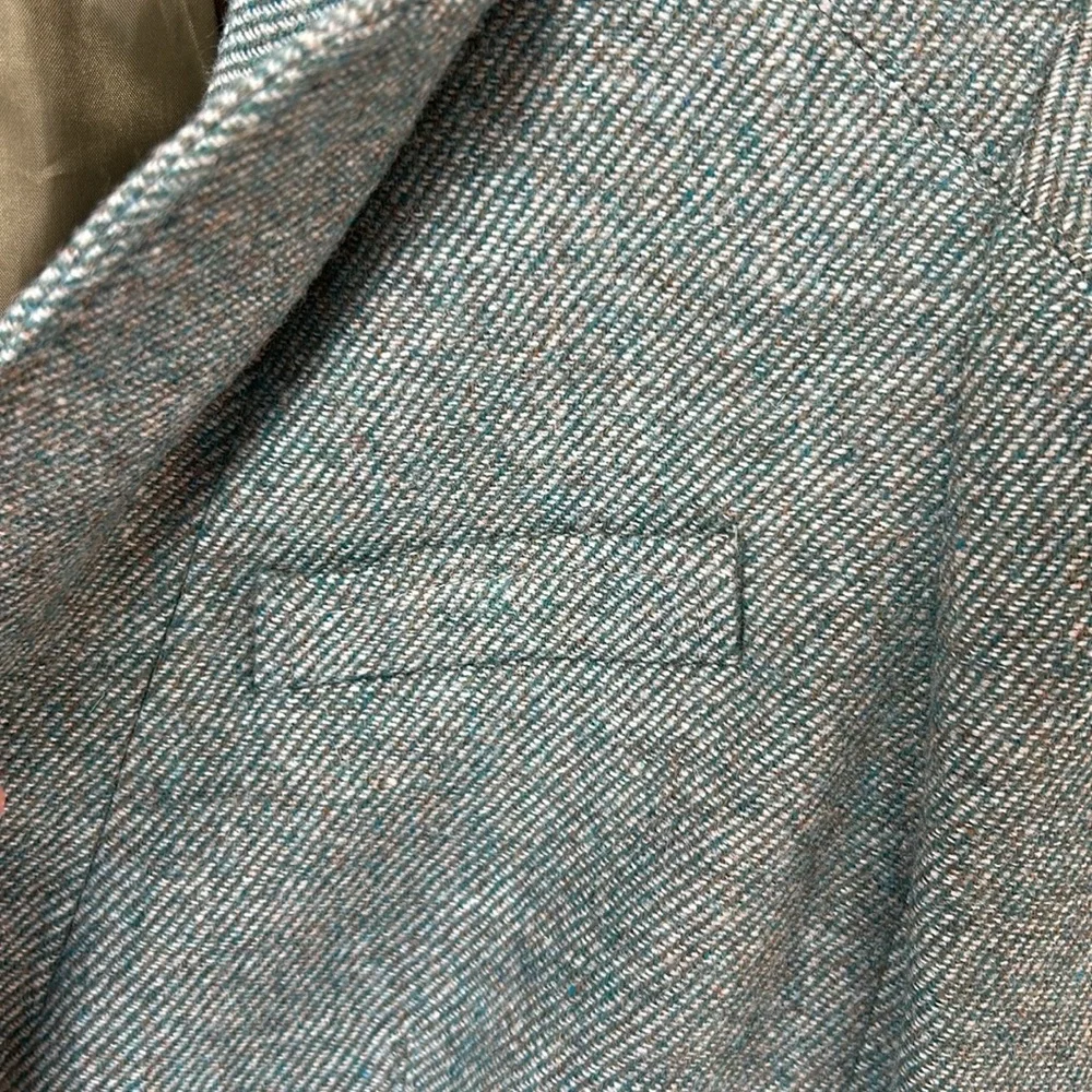 Talbots Petites Wool Blend Tweed Blazer Academia Office Preppy Festive Green 4P - Picture 5 of 14